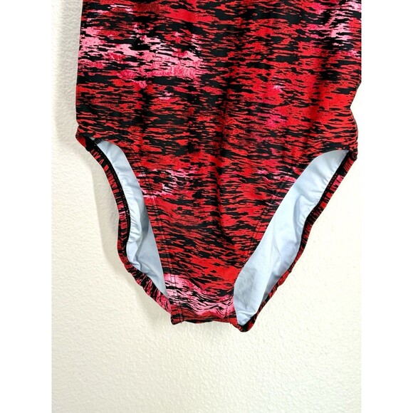 NIKE Performance One Piece Fire Red Black Swimsuit Womens Size 10 Swimming EUC - Picture 3 of 9